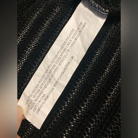 FDJ FRENCH DRESSING JEANS Black Stripe Sheer 3/4 Sleeve Top Size S/P - Picture 11 of 12